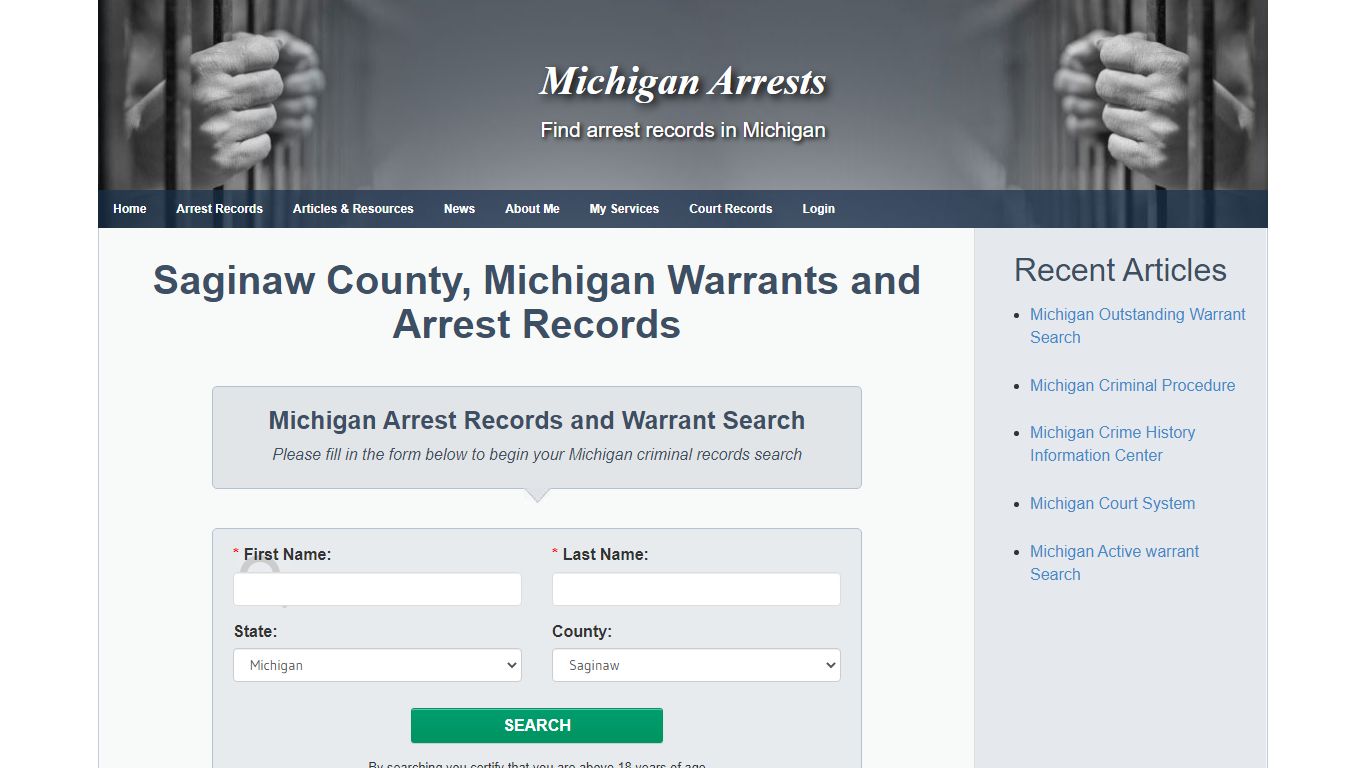 Saginaw County, Michigan Warrants and Arrest Records